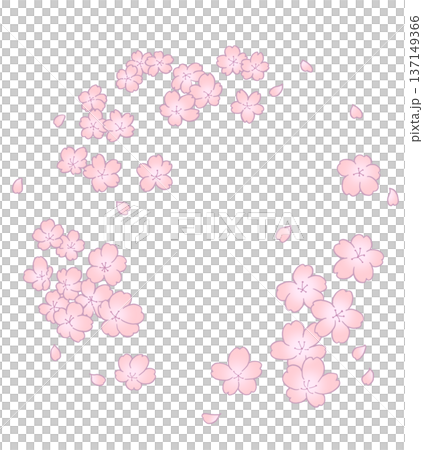 Hand-drawn cherry blossom round frame Hand-drawn cherry blossom round frame 137149366