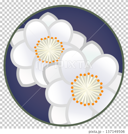 圓形背景下的白色桃花插圖 137149506