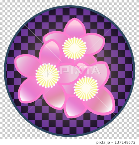 圓形背景的開花桃樹插圖 圓形背景的開花桃樹插圖 137149572