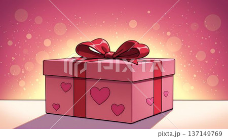 バレンタインのプレゼントボックスのイラスト 137149769