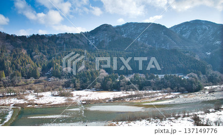 雪解けが進み春の近づいた富山県黒部市宇奈月地区を流れる黒部川 137149776