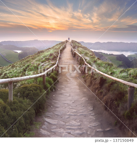 Mountain landscape Ponta Delgada island, Azores 137150849