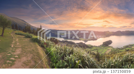 Mountain landscape Ponta Delgada island, Azores Mountain landscape Ponta Delgada island, Azores 137150859