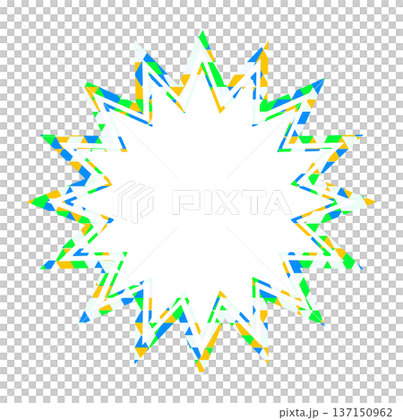 ステンドグラス風吹き出し　三角形模様　ギザギザした形 137150962