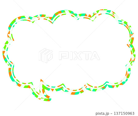 ステンドグラス風吹き出し　三角形模様　細長い雲形 137150963