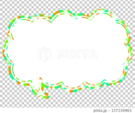 彩色玻璃風格的對話泡泡,三角形圖案,細長的雲形 彩色玻璃風格的對話泡泡,三角形圖案,細長的雲形 137150963