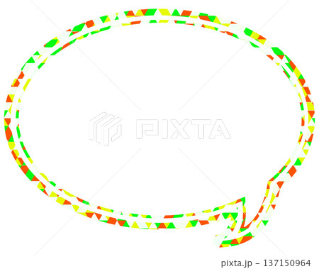 ステンドグラス風吹き出し　三角形模様　丸形 137150964