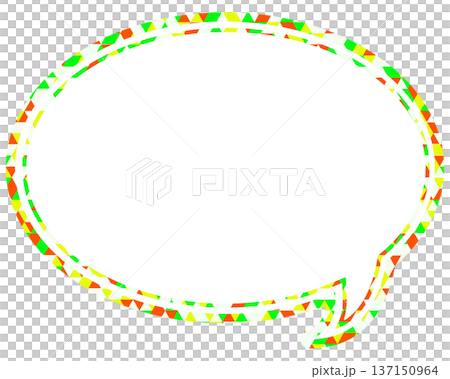 彩色玻璃風格對白泡泡，三角形圖案，圓形 137150964