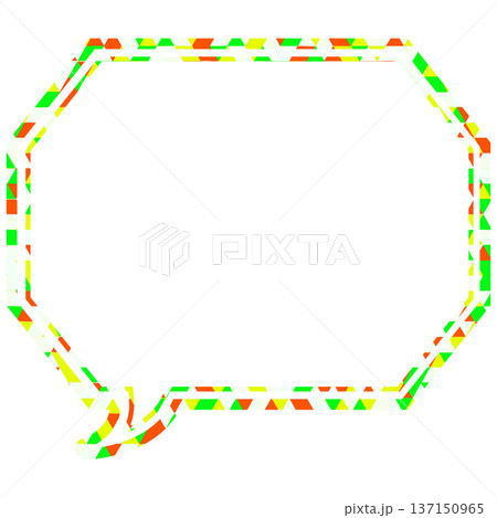 ステンドグラス風吹き出し　三角形模様　角のある八角形 137150965
