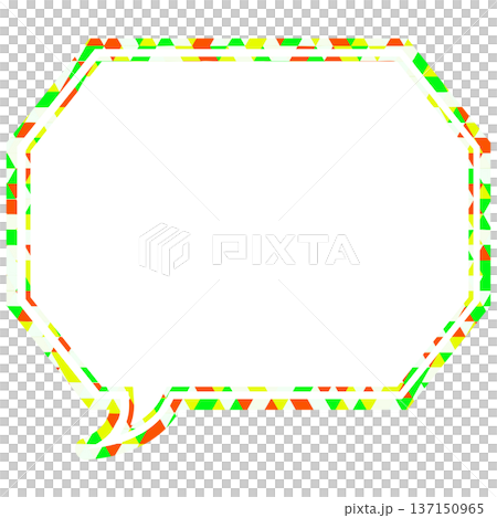 ステンドグラス風吹き出し　三角形模様　角のある八角形 137150965