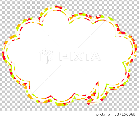 Stained glass style speech bubble, triangular pattern, rounded cloud shape Stained glass style speech bubble, triangular pattern, rounded cloud shape 137150969