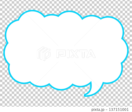 Simple colored line speech bubble, elongated cloud shape Simple colored line speech bubble, elongated cloud shape 137151001