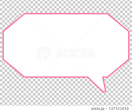 Simple colored line speech bubble, elongated octagon Simple colored line speech bubble, elongated octagon 137151010