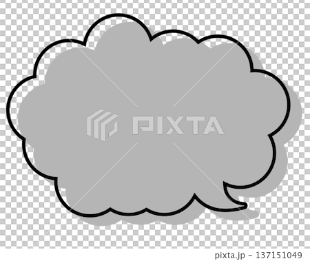 シンプルな線がずれた吹き出し 丸みのある雲形 シンプルな線がずれた吹き出し 丸みのある雲形 137151049