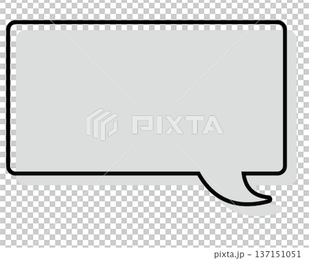 シンプルな線がずれた吹き出し　四角形 137151051