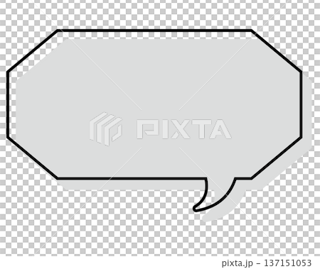 A simple, misaligned speech bubble in a long, octagonal shape A simple, misaligned speech bubble in a long, octagonal shape 137151053