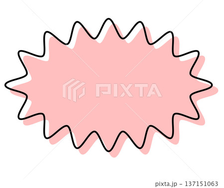 シンプルな線がずれた吹き出し　細長い丸みのあるギザギザした形 137151063