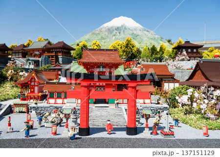 Torii gate to Kyoto Fushimi Inari shrine and mt. Fuji in Legoland, Nagoya Torii gate to Kyoto Fushimi Inari shrine and mt. Fuji in Legoland, Nagoya 137151129