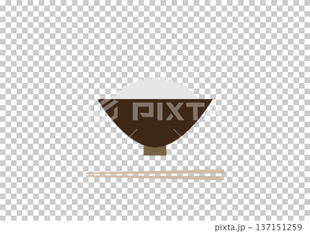 少なめの白米のイラスト（茶碗・和食・箸付き） 137151259