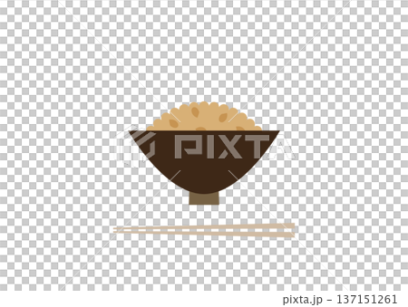少なめの玄米ご飯のイラスト(茶碗・和食・箸付き) 少なめの玄米ご飯のイラスト(茶碗・和食・箸付き) 137151261