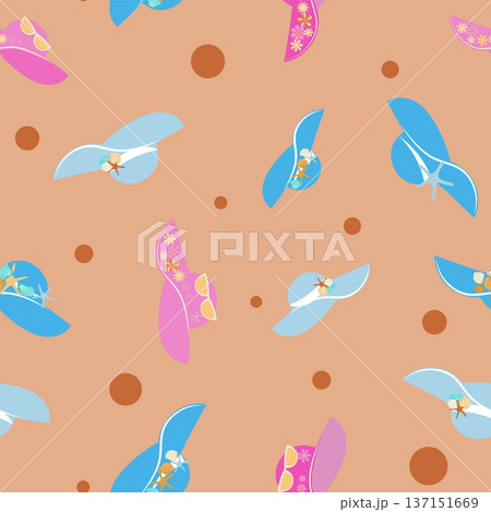 pattern without background with bright women s hats 137151669