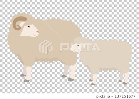 母羊和小羊的向量插圖 母羊和小羊的向量插圖 137151677