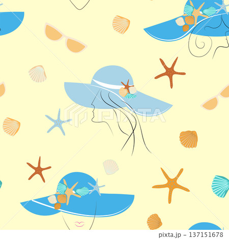 pattern without background with bright women s hats 137151678