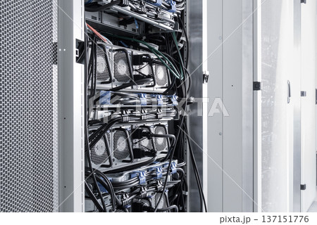 Server room with racks in internet data center 137151776