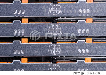 close-up of hard disk clusters used for large database close-up of hard disk clusters used for large database 137151809