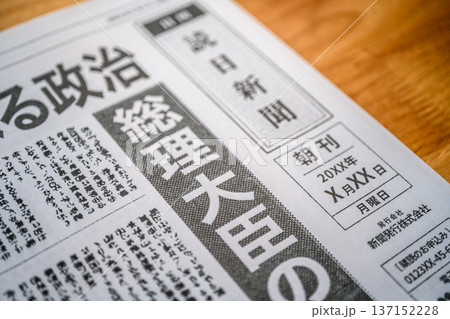 新聞政治記事の接写 （イメージです） 137152228