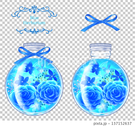 藍色植物標本圓形瓶 137152637