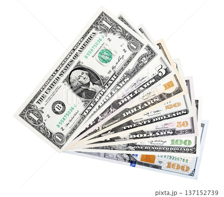 All banknotes of United States of America isolated on white. All banknotes of United States of America isolated on white. 137152739