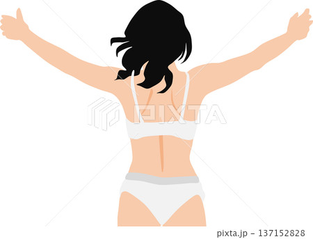 ダイエットに成功した女性のイラスト	 137152828