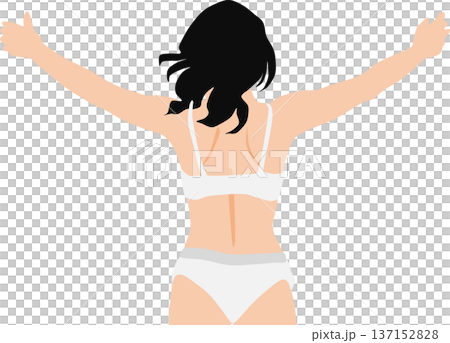 ダイエットに成功した女性のイラスト	 137152828