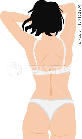 ダイエットに成功した女性のイラスト	 137152830