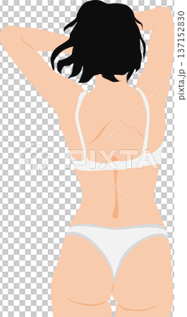 ダイエットに成功した女性のイラスト	 137152830