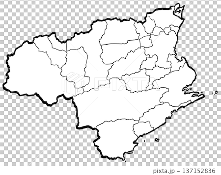 德島縣地圖 - 市町劃分插圖（筆觸風格） 137152836