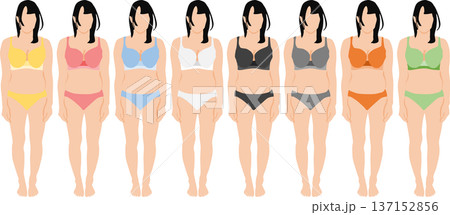 ダイエットに成功した女性のイラスト	 137152856