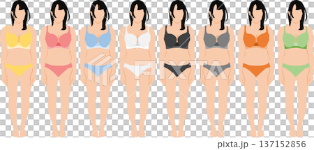 ダイエットに成功した女性のイラスト	 137152856