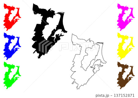 Durban city (Republic of South Africa, RSA) map vector illustration, scribble sketch eThekwini map 137152871