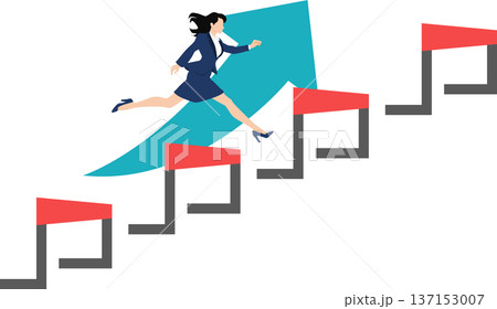 目標達成へのロードマップのイラスト 137153007