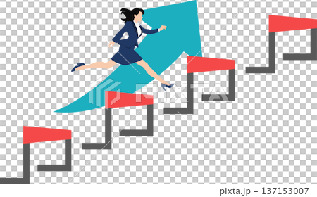 目標達成へのロードマップのイラスト 137153007