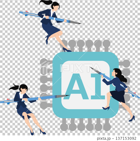 Illustration of a businesswoman using AI 137153092