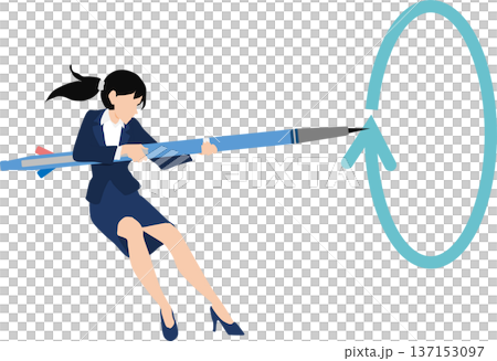 一位女商人正在進行技能再培訓的插圖 137153097