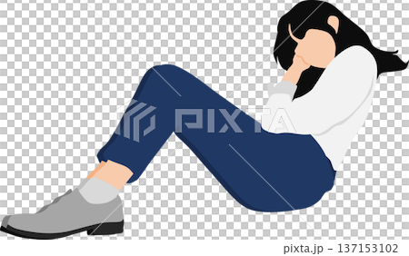 昼寝をする女性のイラスト	 137153102