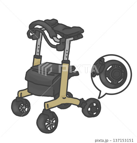 歩行車　シルバーカー　手押し車　歩行補助具　歩行練習　外出　高齢者　モノクロ　グレー 137153151