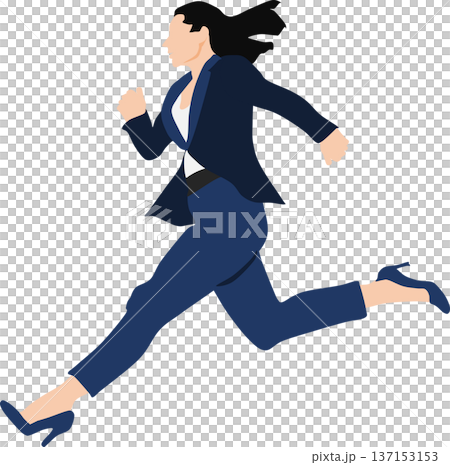 Illustration of a businesswoman jumping (running) Illustration of a businesswoman jumping (running) 137153153