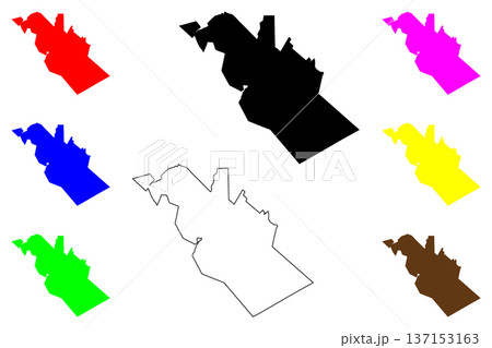 Polokwane city (Republic of South Africa, RSA) map vector illustration, scribble sketch Pietersburg map 137153163
