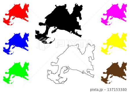 Palma de Mallorca city (Kingdom of Spain) map vector illustration, scribble sketch Palma map Palma de Mallorca city (Kingdom of Spain) map vector illustration, scribble sketch Palma map 137153380