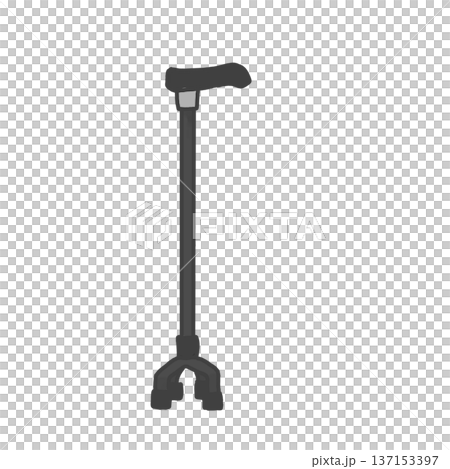 杖　4点杖　歩行補助具　高齢者　片麻痺　リハビリ　外出　歩行練習　モノクロ　グレー　 137153397
